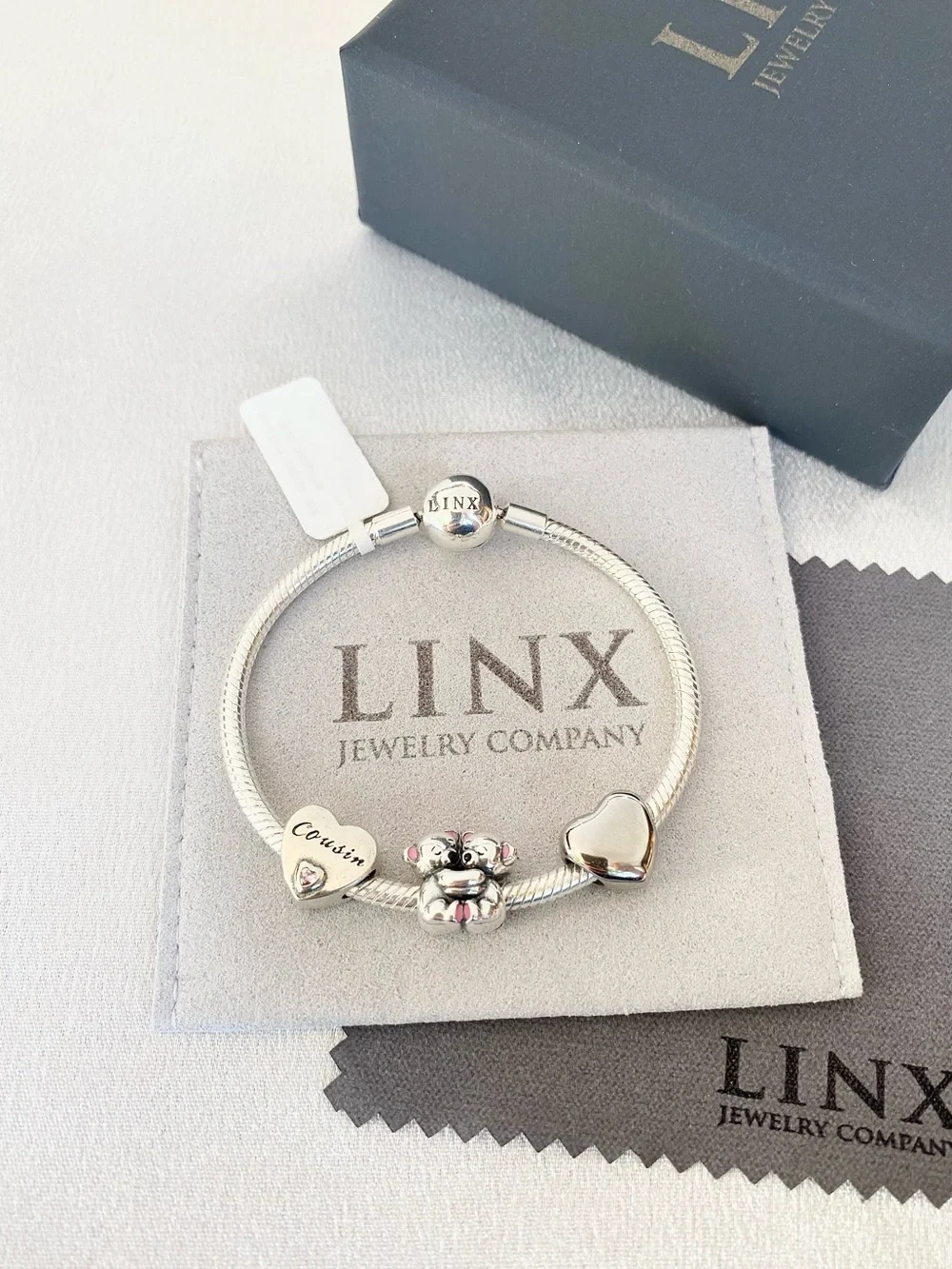 Linx Snake Chain Bracelet with Cousin Themed Charms
